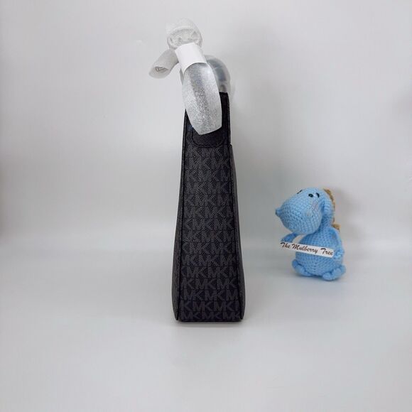 Michael Kors Logo Jet Set Travel Large Black Silver Messenger Bag Crossbody NWT - Picture 3 of 11